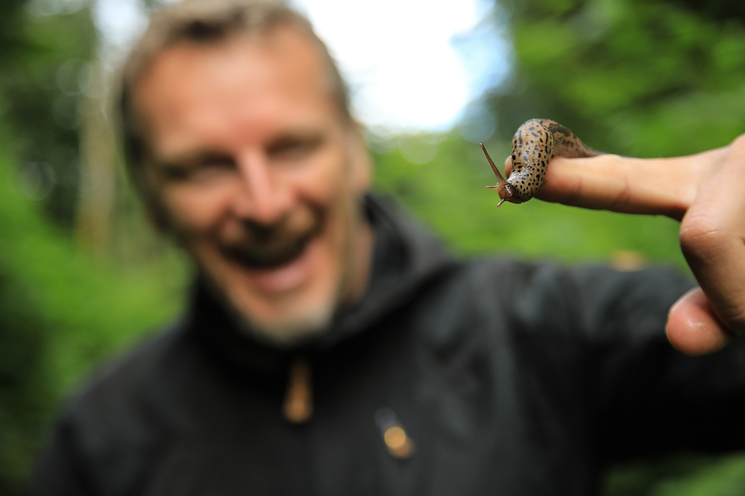 Chris Morgan holding snail